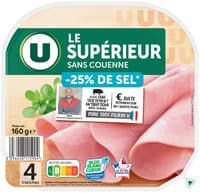 Jambon Supérieur sans couenne -25% sel - x4 tranches, 160g