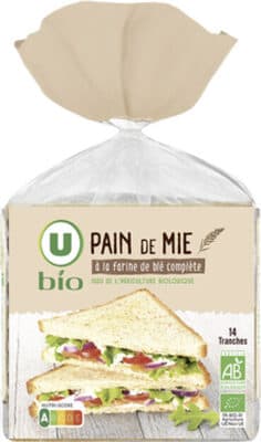 Pain mie à la farine complète grande tranches 500g
