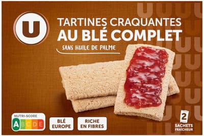Tartines craquantes au blé complet sans huile de palme - 250g