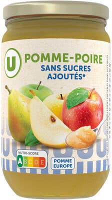 Purée de pomme poire sans sucre ajouté, bocal 680g
