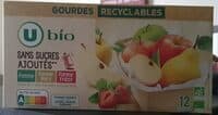 Purée pomme/pomme poire/pomme fraise sans sucre ajouté, gourdes 12x90g