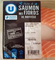 Pavé de saumon, Salmo salar, avec peau, élevé en Norvege, 2 pièces,barquette 250g