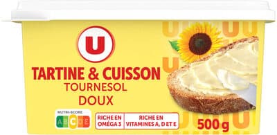 Margarine allégée au tournesol 60%MG, barquette 500g