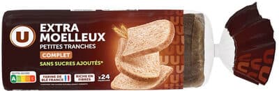 Pain de mie petite tranche complet sans sucre ajoutés, 500g