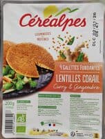 Galette lentilles corail curry gingembre
