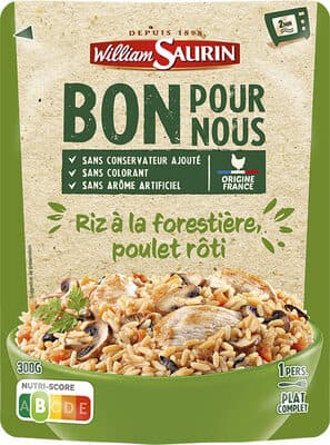 Riz à la forestière, poulet rôti