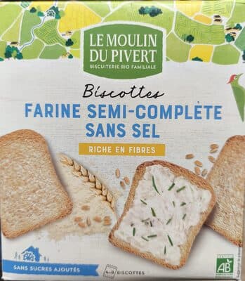 Biscottes semi-complète sans sel