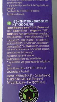 P'tit déj bio céréales et chocolat