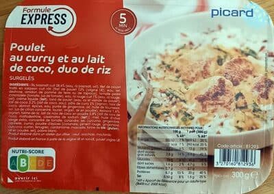 Poulet au curry et au lait de coco, duo de riz