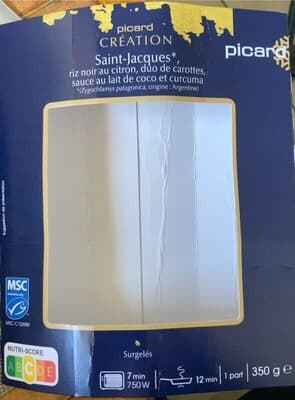 Saint Jacques* MSC, riz noir au citron, duo de carottes