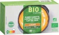 Purée carotte, lentille corail, lait de coco