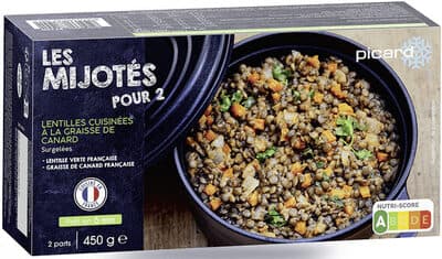 Lentilles cuisinées à la graisse de canard