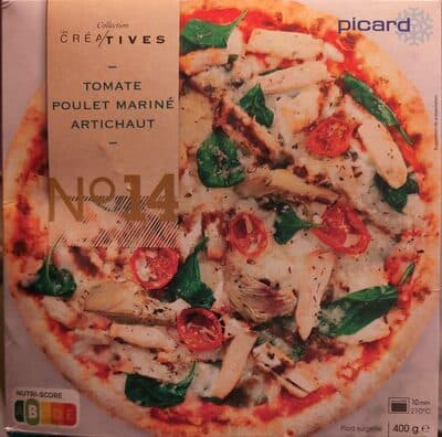 Pizza N°14 - Tomate, Poulet mariné, Artichaut