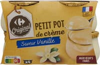 Petit pot de crème saveur vanille aux oeufs frais