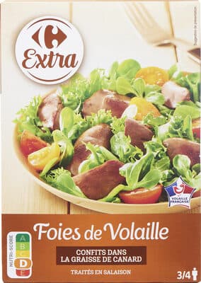 Foies de volaille Confits dans la graisse de canard Traités en salaison