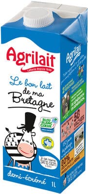 AGRILAIT - DE BRETAGNE Lait demi-écrémé stérilisé UHT brique