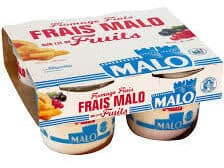 Fromage frais sur un lit de fruits abricot mangue -cassis groseille 4 x 100 g