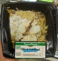 Filet de cabillaud, riz, fondue de poireaux