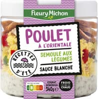 Poulet à l'orientale semoule aux légumes sauce blanche