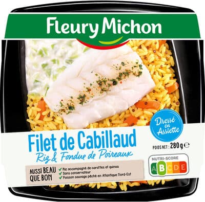 Filet de cabillaud riz & fondue de poireaux
