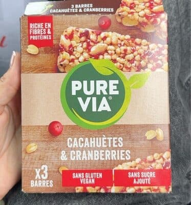 barre cacahuète et cranberries