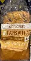 10 pains au lait aux pépites de chocolat au lait