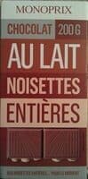 Chocolat au lait noisettes entières