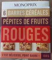 6 Barres céréales Pépites de fruits rouges Monoprix