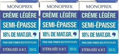 Crème légère semi-épaisse UHT