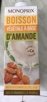 Boisson végétale à base d'amande