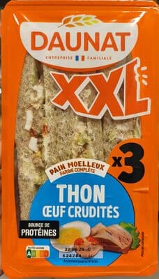 Sandwich thon oeuf crudites XXL