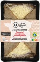 Galettes de blé noir, garnies de jambon supérieur et emmental , x2, 300g