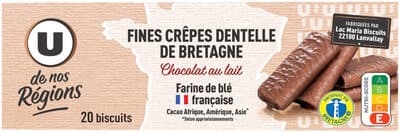 Crêpes dentelles de Bretagne enrobées chocolat au lait UDNR 100g