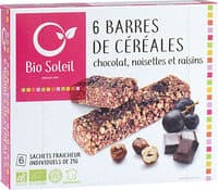 Barres de Céréales Chocolat, Noisettes et Raisins