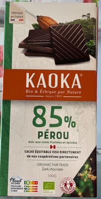 Chocolat Pérou 85% cacao
