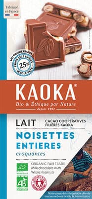 Chocolat au Lait aux Noisettes Entières Bio