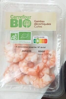 Gambas décortiquées cuites