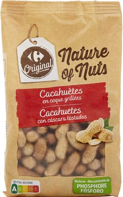 Cacahuetes con cáscara tostados sin sal