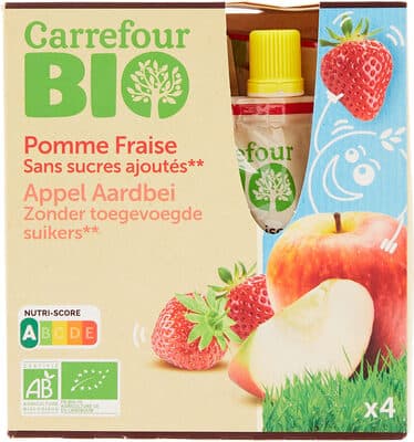 Purée pommes fraises
