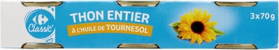 Thon entier à l'huile de tournesol