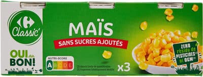Mais 3x140gr Sans sucres ajoutés
