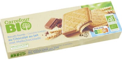 Biscuits fourrés au chocolat au lait