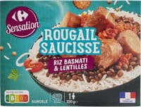 ROUGAIL SAUCISSE Riz BASMATI & LENTILLES