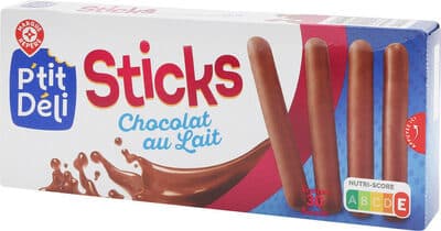 Bâtonnets enrobés de chocolat au lait