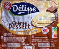 Crème dessert vanille sur lit de chocolat