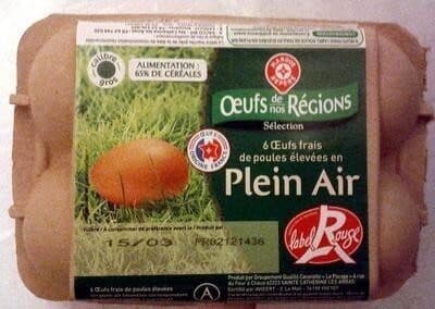 Oeufs plein air Label Rouge x6