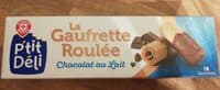 Gaufrette roulée nappée de chocolat au lait