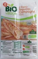 Demi-baguettes de campagne précuites x 2