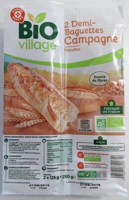 Demi-baguettes de campagne précuites x 2
