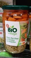 Petits pois doux et carottes en rondelles